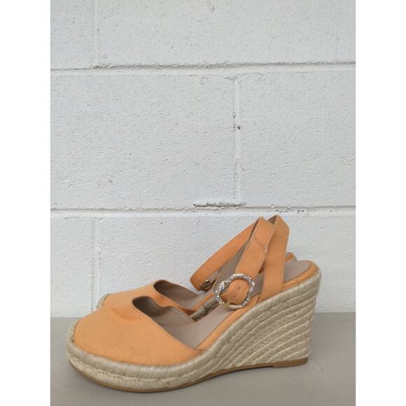 new Stuart WEITZMAN sz 6 orange mango wedge heel espadrille jewel strap - Picture 3 of 8
